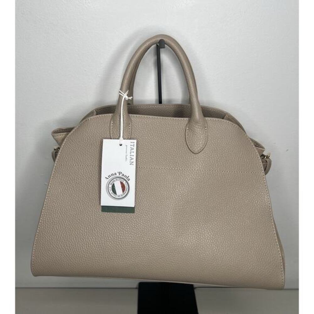 NWT Anna Paola Italian Leather Suede Satchel Riva Color Cappuccino